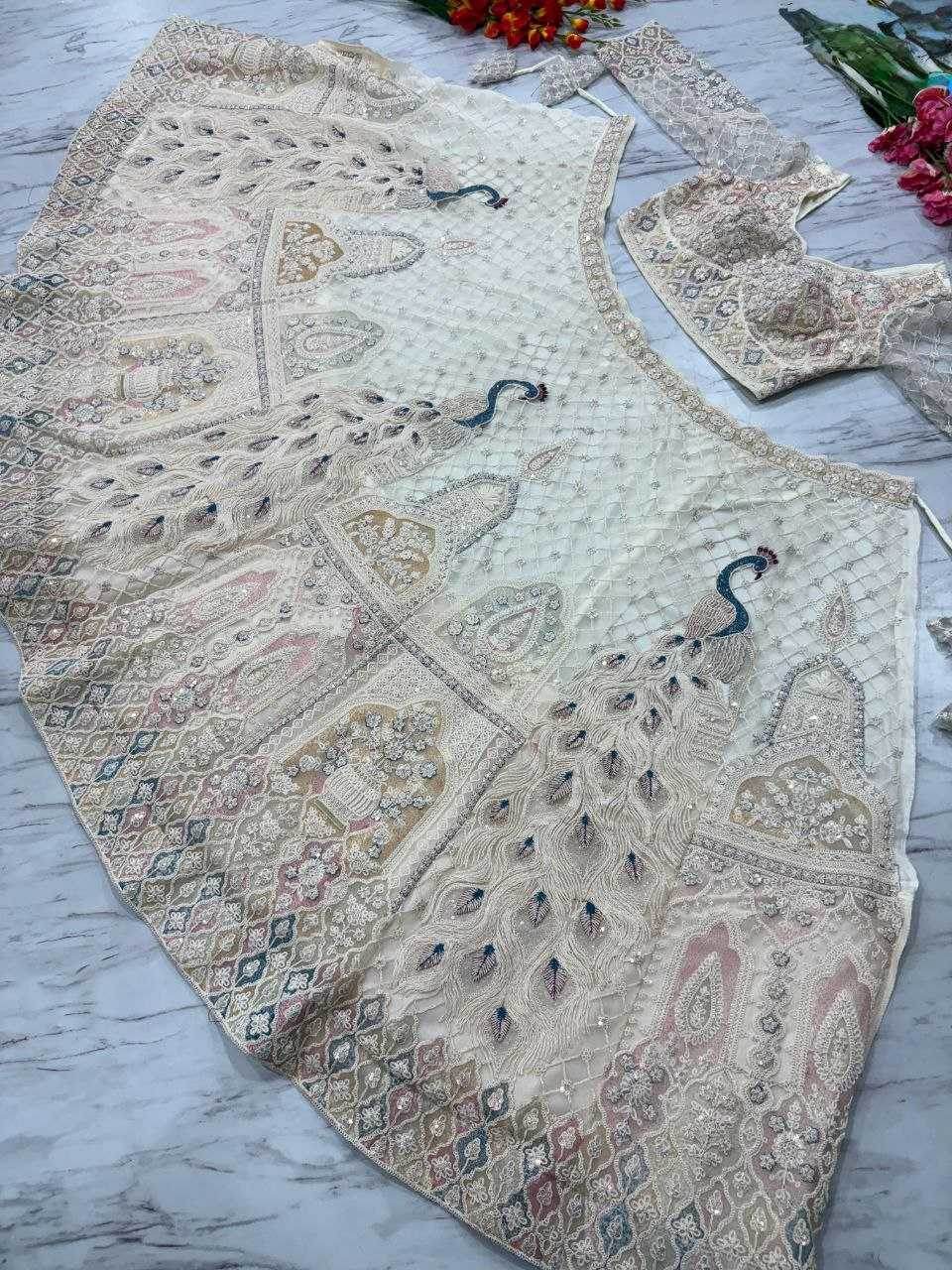 Butterfly Net Designe White Lehenga - MYLUXURY LANE ENTERPRISE
